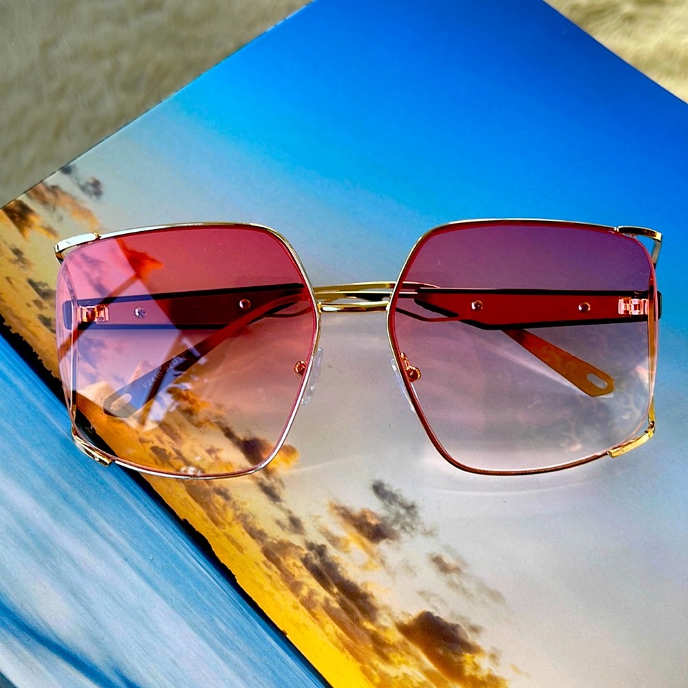 Pink Ombré Metal Sunglasses